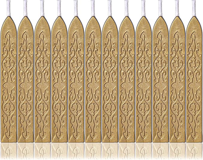 Yoption 12Pcs Sealing Wax Sticks with Wicks, Antique Gold Totem Fire Manuscript Seal Wax Sticks for Wax Seal Stamp (Antique Gold)