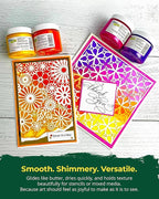 The Crafter's Workshop Stencil Butter - Mardi Gras Acrylic Paint Set - Boutique Metallic Texture Paste for Art, Canvas, Journals, & Cards - 4 x 2oz Jars
