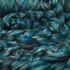 Merino Silk Luxe Tonal Designer Blend. Superfine Merino, Mulberry Silk, Tussah Silk. Top Roving for Spinning or Felting. Meadow Mist 1oz