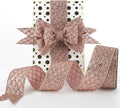 HUIHUANG Rose Gold Glitter Wired Ribbon for Christmas Tree 2.5 inch Rose Gold Diamond Mesh Ribbon for Tree Decoration, Wreaths, Garland, Gift Wrapping, Bows Making, Home Decor -10 Yards