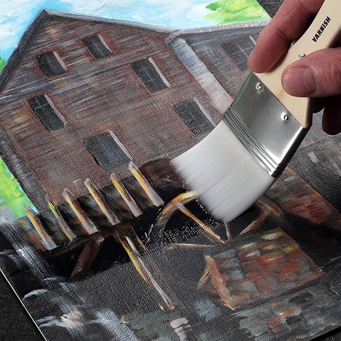Jerry's Artarama InstaVar™ Gloss Picture Varnish & Varnish Brush Sets - Perfect for Varnish Paintings, Artists, Professionals, Restoration, & More! - 3.4oz Bottle w/ Set of 6 Brushes