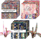 Origami 6x6 Paper Kit 150 Sheets 150 Vivid Colors Double Sided Same Printed Traditional Patterns Square for Arts Crafts Projects Japan Traditional Chiyo.Ethnic Style