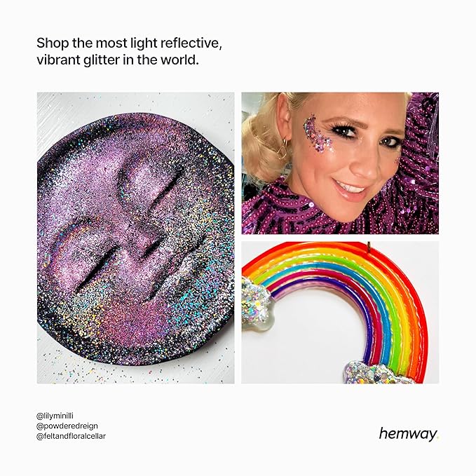 Hemway Polyurethane & Epoxy Resin Glitter 100g / 3.5oz Metallic Crystal Flake Additive for Flooring Jewelry Tumblers Glass Pigment - Fine (1/64" 0.015" 0.4mm) - Lavender Purple