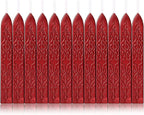 Yoption 12 Pcs Sealing Wax Sticks with Wicks, Antique Wine Red Wax Seal Sticks for Wax Seal Stamp, Wedding Invitations, Christmas, Gift Wrapping, Envelops Sealing (Antique Wine Red)