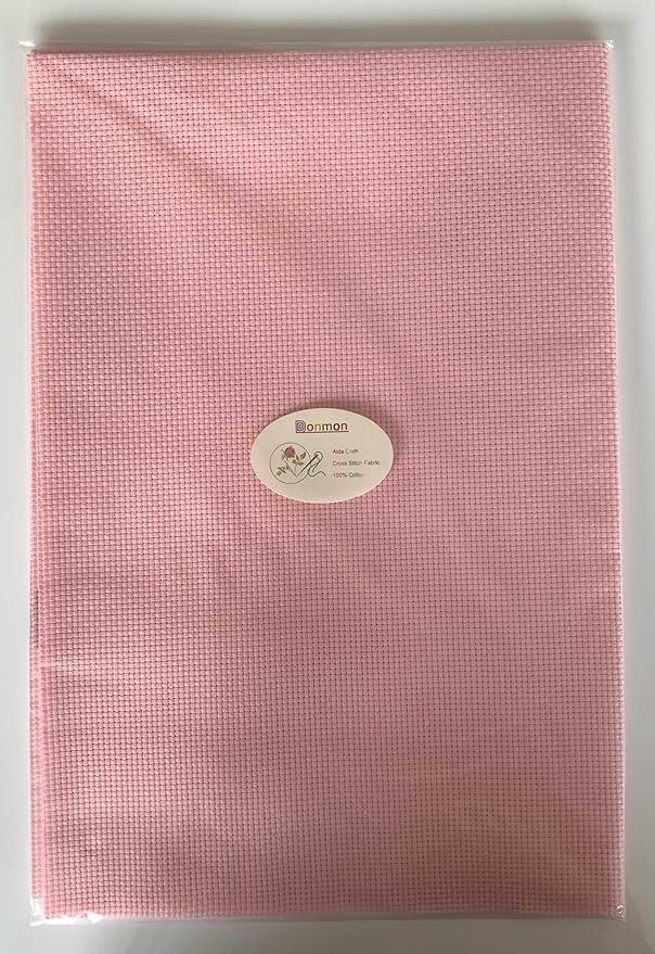 Aida Cloth 11 Count Cross Stitch Fabric,19×28inch (11CT,Pink)