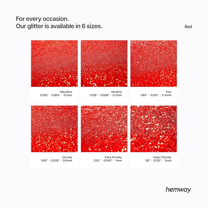 Hemway Polyurethane & Epoxy Resin Glitter 100g / 3.5oz Metallic Crystal Flake Additive for Flooring Jewelry Tumblers Glass Pigment - Fine (1/64" 0.015" 0.4mm) - Red