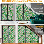 Window Privacy Film Stain Glass Window Film Rainbow Window Film Window clings Non-Adhesive Reusable Decorative for Room (Greenery Leaf, 17.5 x 78.7 in)