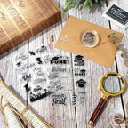 Whaline 4 Sheet Graduation Words Clear Stamps Congrats Grad Cap Silicone Transparent Stamps Border Stamp Cards for DIY Craft Card Making Scrapbooking Embossing Album Decor
