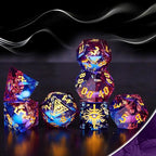 The Eye of Mystery Liquid Core DND Dice Set – Unique Resin Dice Set for Dungeons & Dragons – Red Blue Galaxy Dice Set for D&D Gifts