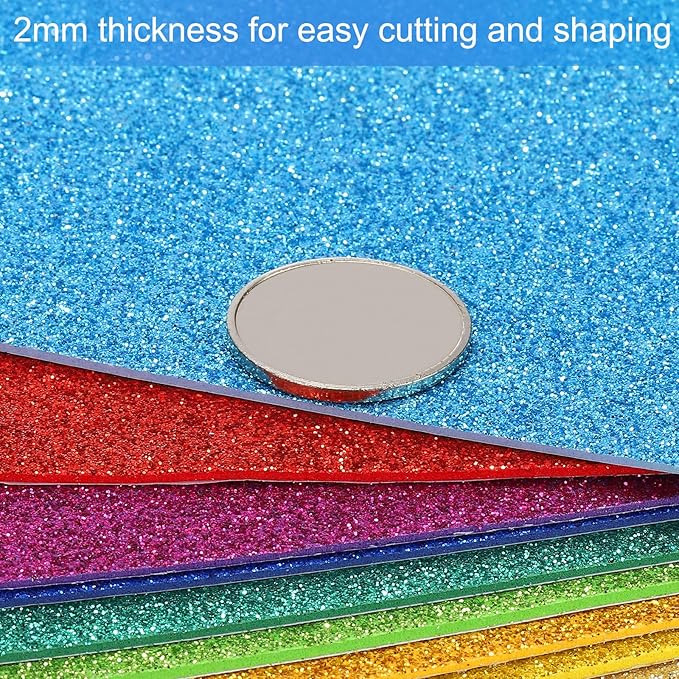 PATIKIL 2mm(1/10") Thick Non Adhesive Glitter Foam Sheet 16x24inch(40x60cm) Dark Green, EVA Shiny Foam Board for Craft, 6 Pcs