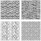 CHGCRAFT 4 Pcs Artistic Wavy Polymer Clay Texture Sheets Wavy Lines Silicone Texture Stamp Seamless Pattern Modeling Pattern Pad Sheets for Jewelry and Earrings Tools, 5.5x5.5 inch
