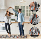 Kitchen Mats for Floor Modern Abstract kitchen rugs Grey and Orange Stripe Anti Fatigue Kitchen Mats Waterproof Floor Mats Cushioned Non-Skid Standing Mats for Kitchen, Set of 2,17.3 x 28+17.3 x 47
