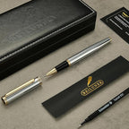 BEILUNER Luxury Rollerball Pen, Stunning Silver Chrome with 24K Gold Finish,Noble and Elegant Designs,Schneider Ink Refill, Best Gift Pen for Men & Women, Professional, Executive Office, Fancy Pens