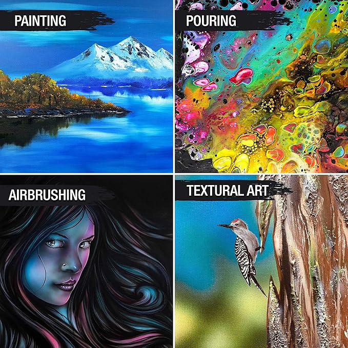 U.S. Art Supply Large Stretched Canvas for Painting 24x24 inch Gallery Depth 1-1/2" Thick, 3-Pack - 12oz Acrylic Gesso Triple Primed, Professional Artist Quality, 100% Cotton - Oil, Pouring Paint