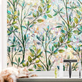 NINETREX Stained Glass Window Film 3D Decorative Cling, Sun Blocking Static Cling Removable Film for Glass Door, Home Decor Window Cover Non-Adhesive 23.6 x 157.4 inches, Leaf