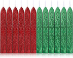Yoption 12 Pcs Sealing Wax Sticks with Wicks, Antique Metallic Green Red Totem Fire Manuscript Seal Wax for Wax Seal Stamp (Metallic Green+Metallic Red)