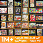 Newverest Jigsaw Puzzle Mat Roll Up, Saver Pad 55” x 35.5” Portable Keeper Up to 3000 Pieces with Non-Slip Rubber Bottom and Polyester Top + 3 Puzzle Sorting Trays, Travel-Friendly Storage Bag