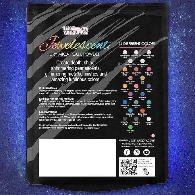 U.S. Art Supply Jewelescent Mica Pearl Pigment Powder, Interference Red 3.5 oz (100g) Pouch - Cosmetic Grade, Epoxy Resin Color Pigment, Mica Powder for Resin, Soap, Slime, Candle Dye, Art, Crafts