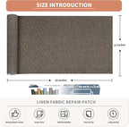 Fine Linen Fabric Patches, Self-Adhesive, Extra Large 12x40 Inch, Multi Color, for Sofa & Clothes Repair