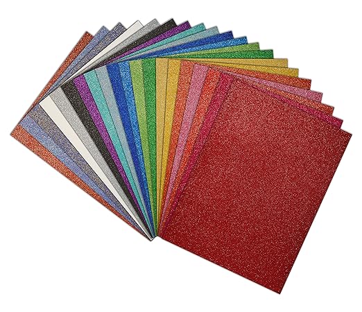 Better Office Products 20 Pack Glitter Foam Sheets with Adhesive Backing, 9 x 12 Inch, Assorted 20 Colors, for Arts and Crafts, 20 Adhesive Backed Sheets