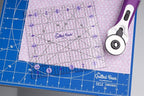 The Quilted Bear Rotating Cutting Mat 12" x 12" - Locking & Rotating Self Healing Cutting Board for Sewing, Fabric & Quilting - 360 Degree Sewing Supplies Mat for Craft Table (Blue)